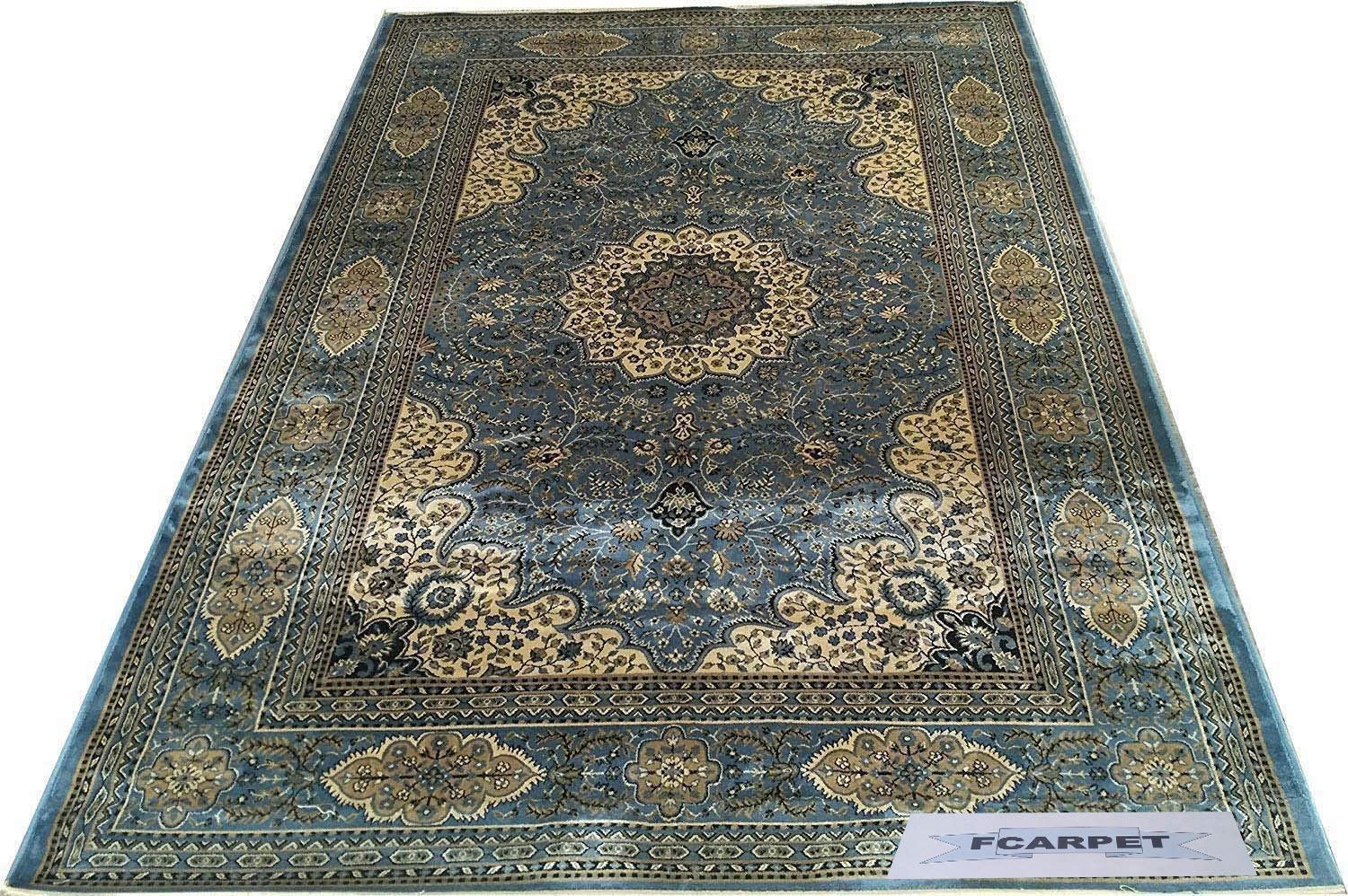 - Traditional & Classical Silk Carpet for Your Hall 9.0 X 12 FEET Grey Multi