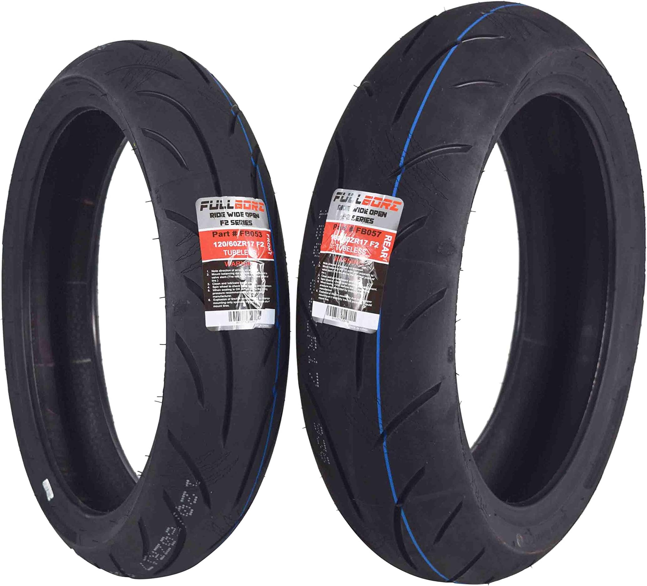 Full Bore F2 Series 120/60ZR17 Front & 160/60ZR17 Rear Radial Motorcycle Sport Bike Tire Combo Set 120/60-17 160/60-17 (120/60ZR17 Front & 160/60ZR17 Rear)