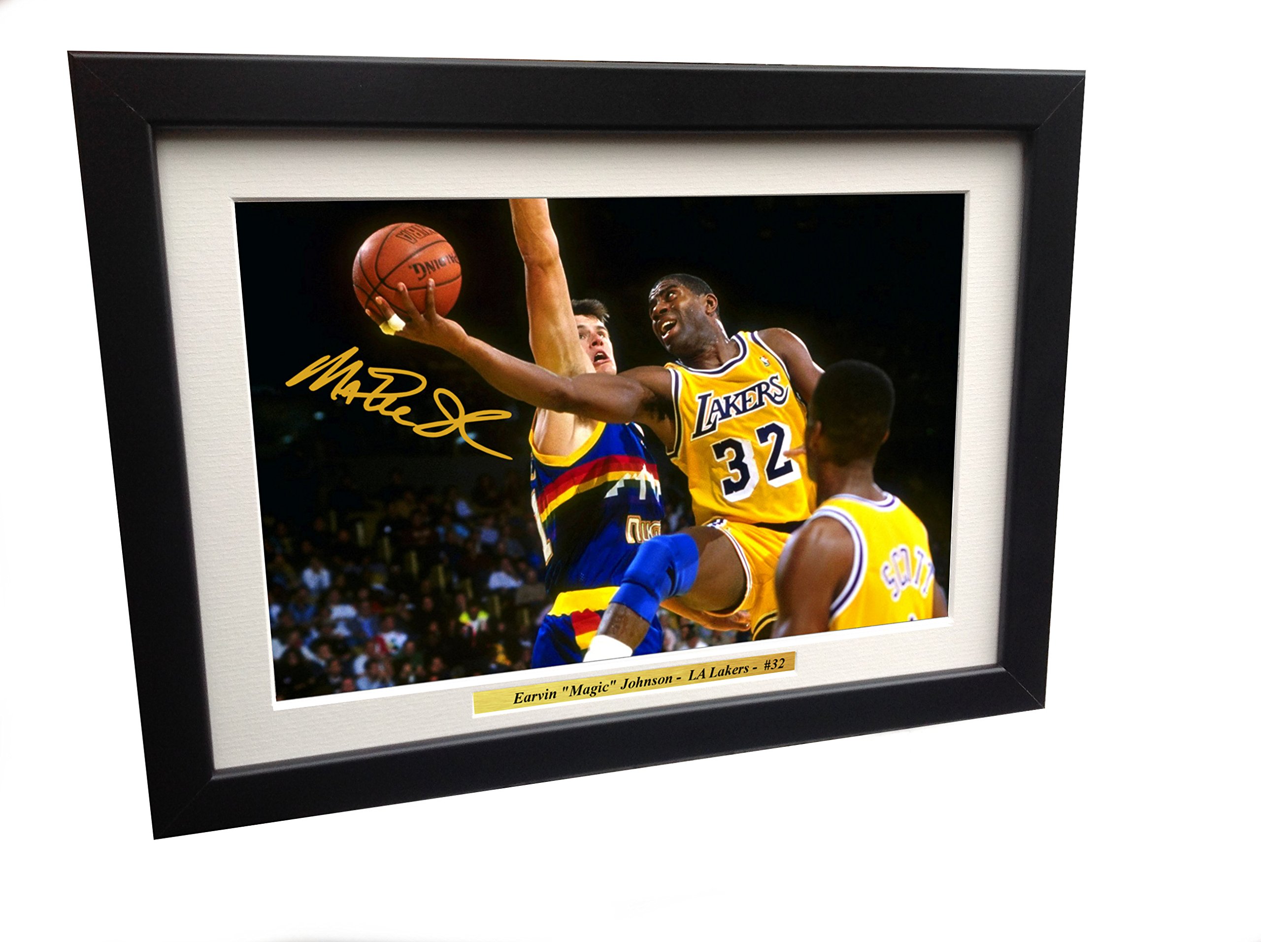 Earvin Magic Johnson 12x8 A4 Signed LA Lakers - Autographed Basketball NBA Photo Photograph Picture Frame Gift
