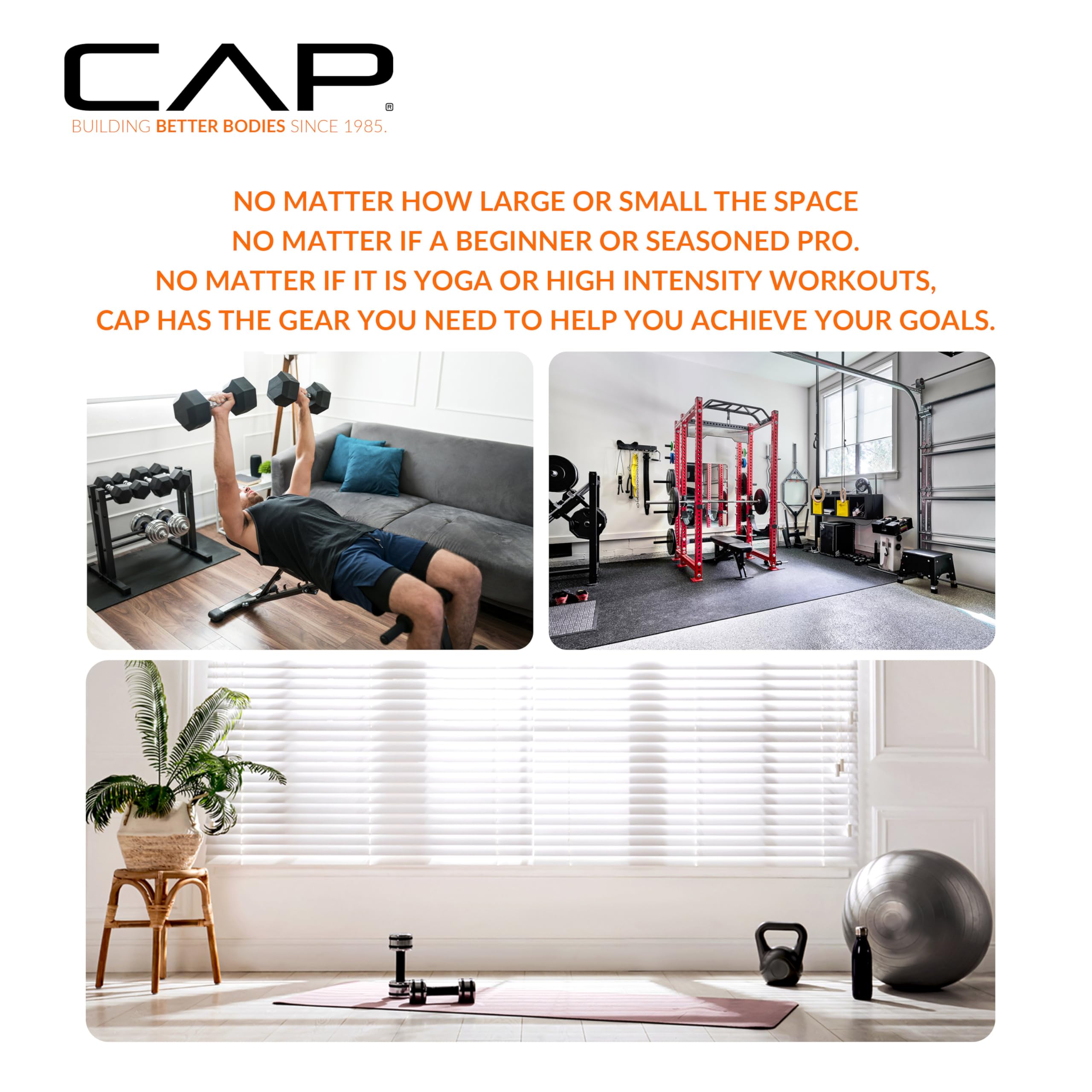 CAP Barbell Pro Olympic - Juego de pesas de hierro fundido con revestimiento de goma, 50 kg, 5 cm, 12 lados