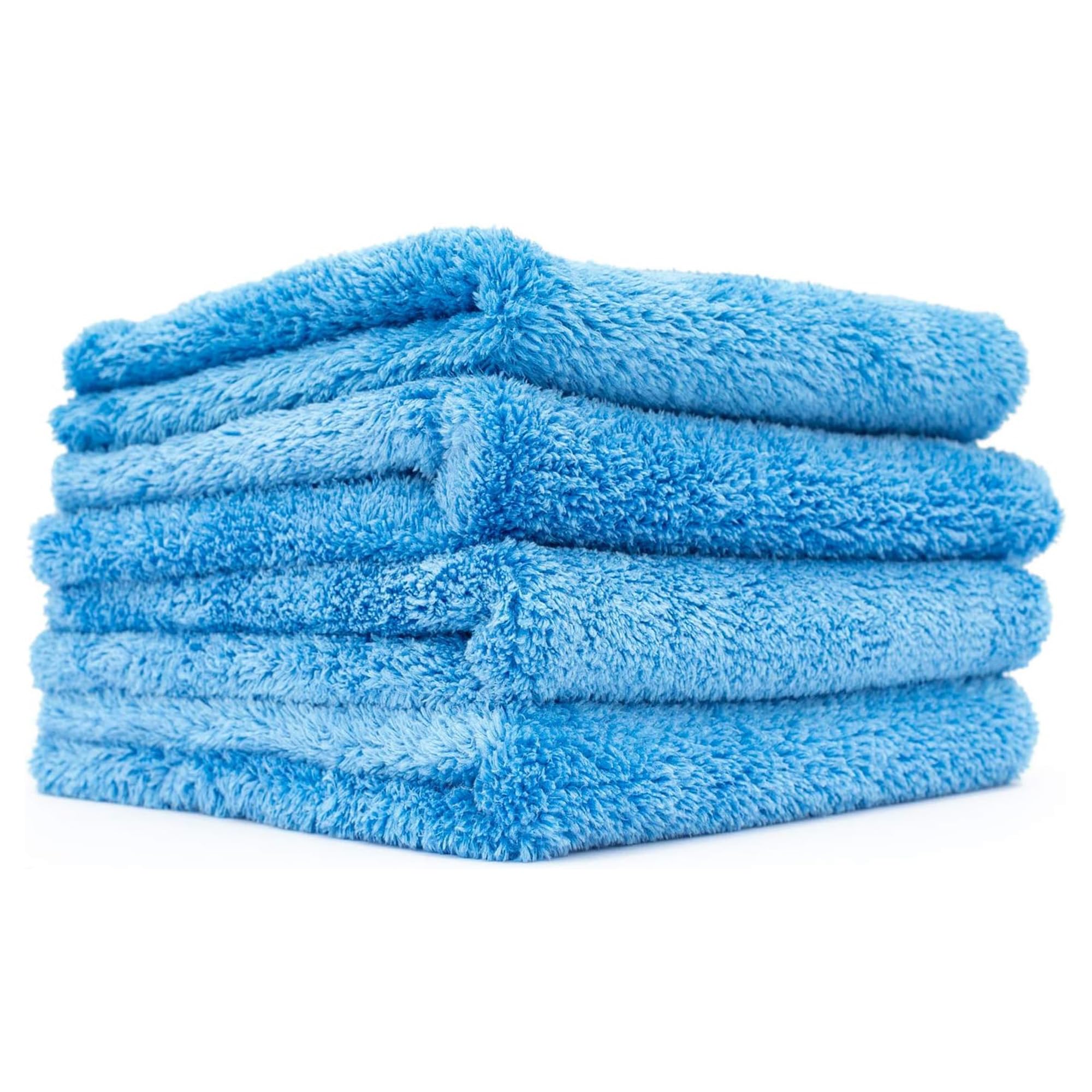 The Rag Company - Eagle Edgeless 500 - Professional Korean 70/30 Blend Super Plush Microfiber Detailing Towels, 500GSM, 16in x 16in, Blue (4-Pack)