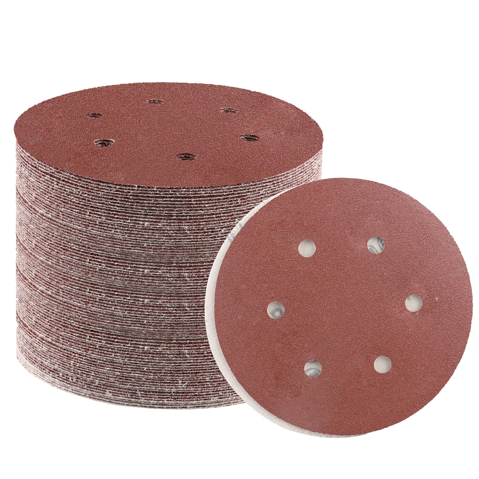 B BRESUCNY 100 PCS 6 Inch 6 Hole Sanding Discs Set, 40 60 80 100 120 180 240 320 400 600 1000 Grit Hook and Loop Sandpaper, Round Aluminum Oxide Sand Paper Discs for Sander