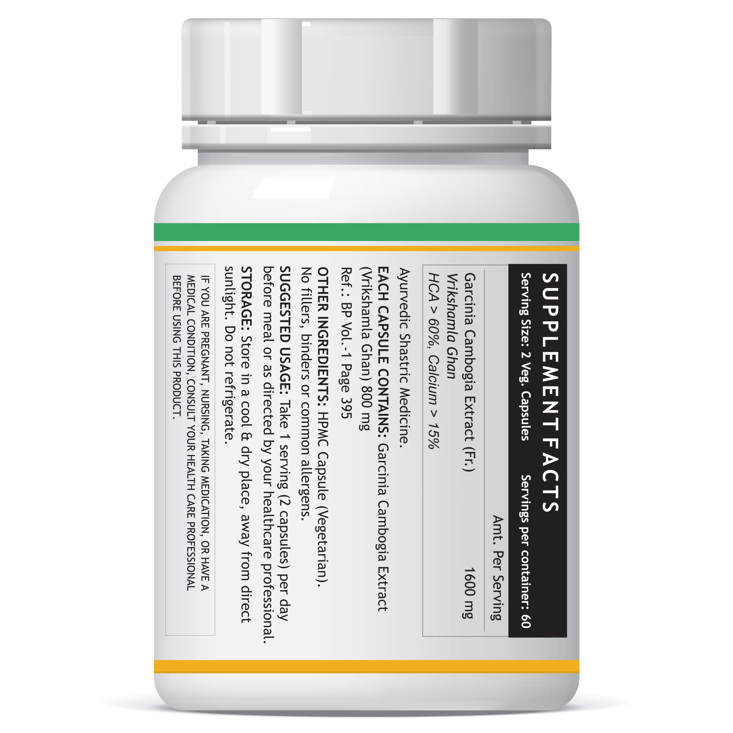 INLIFE Garcinia Cambogia Capsules | Fruit Extract with 60% HCA | Ayurveidc Herbal Supplement for Men Women - 1600mg - 120 Vegetarian Capsules - Image 5 thumbnail