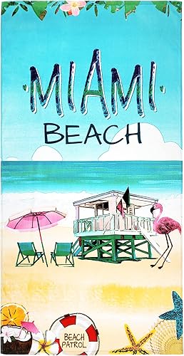 Beachland Toalla de playa Miami Florida de 30 x 60 pulgadas 100 algodón Patrulla de la playa