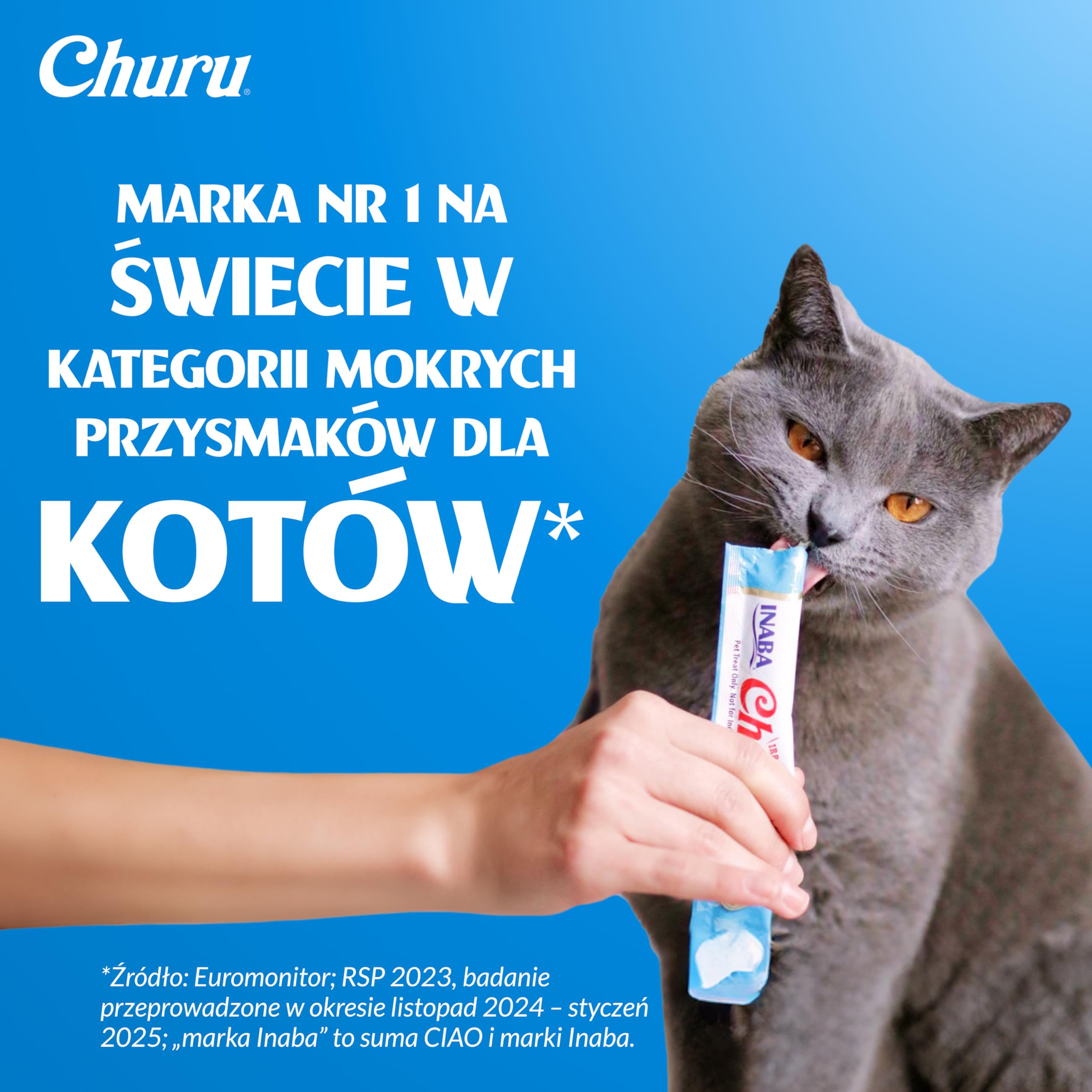 INABA Churu Przysmaki dla kotów wykonane z wysokiej jakości składników, bogate w wilgoć i białko, niskokaloryczne, bez zbóż i cukru, 120 x 14 g