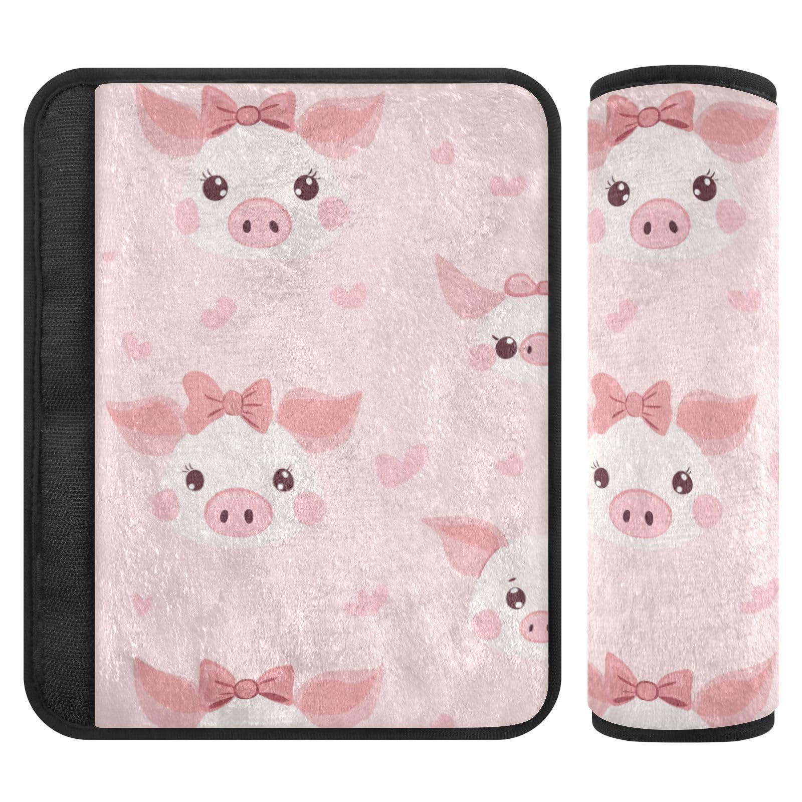 Seat Belt Covers 2 Pack Pig Faces Car Seat Strap Covers Super Soft Pink Bows Car Seat Neck Cover for Boys Girls Adults Babies M