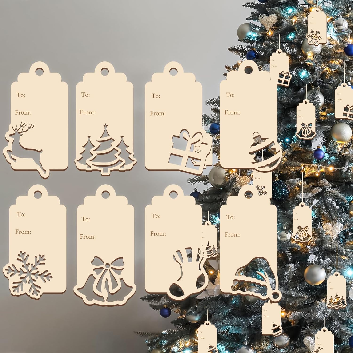24Pcs Mini Christmas Tree Wooden Ornaments Vintage Christmas Tree Decorations Christmas Tree Ornaments for Tree Wreaths Christmas Hanging Wood Cutouts Christmas Decor for Home Xmas Winter Party