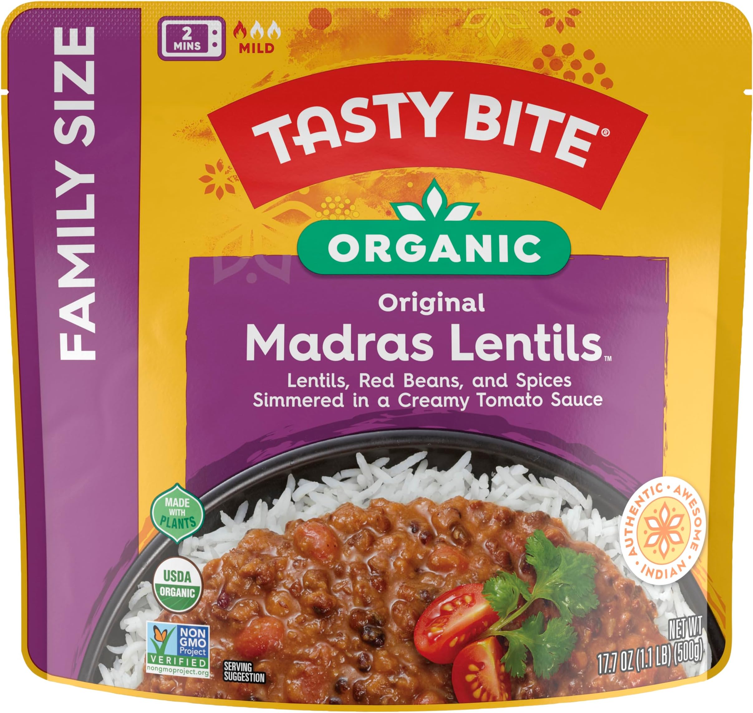 Madras Lentil Tasty Bite Organic Indian Madras Lentils,10