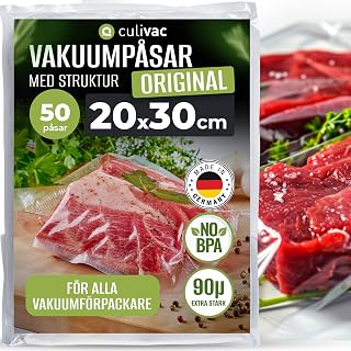 culivac vacuum packs 50 vacuum packs 20 x 30 cm premium, foil bag for each foil welding machine vacuum packer, vacuum foil original Sous Vide made in Germany, BPA-free