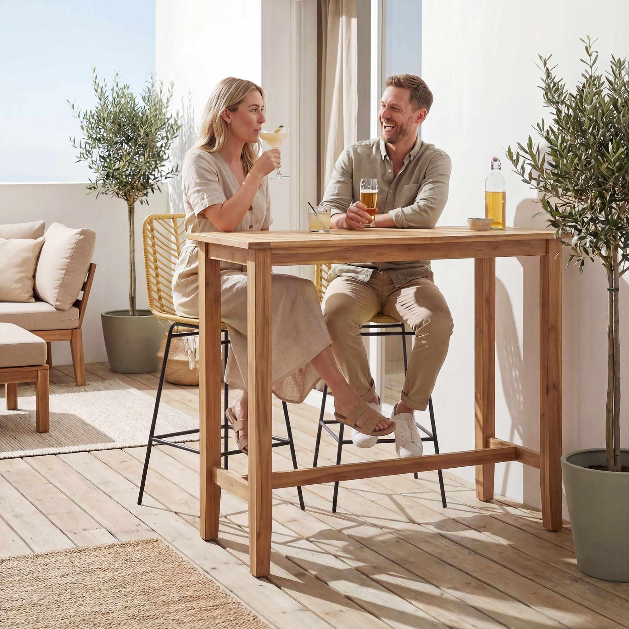 HOMCOM Lot de 2 Tabourets de Bar, Chaises de Bar, Assise 66H cm, Dossier en Cannage et Repose-Pieds, Cadre en Acier, Design Bohème, Chaises Hautes Cuisine, Salle À Manger, Comptoir, Jaune