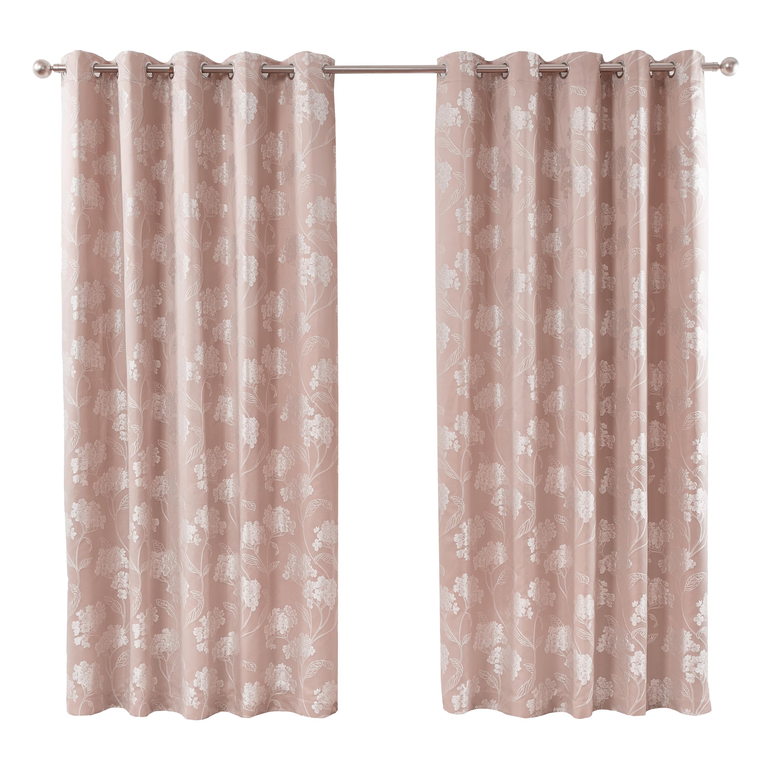 Emma Barclay  Pink Lined Jacquard Curtains Eyelet Blossom in Size 45x54, Sports Direct