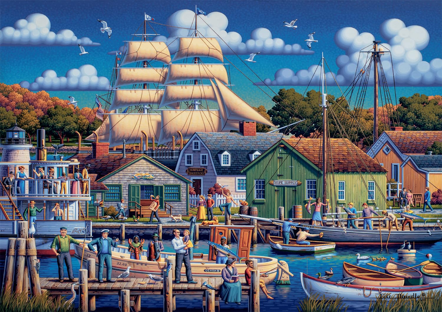 Photo 1 of Buffalo Games - Dowdle - Mystic Seaport - 300 Large Piece Jigsaw Puzzle for Adults Challenging Puzzle Perfect for Game Nights - Finished Size 21.25 x 15.00