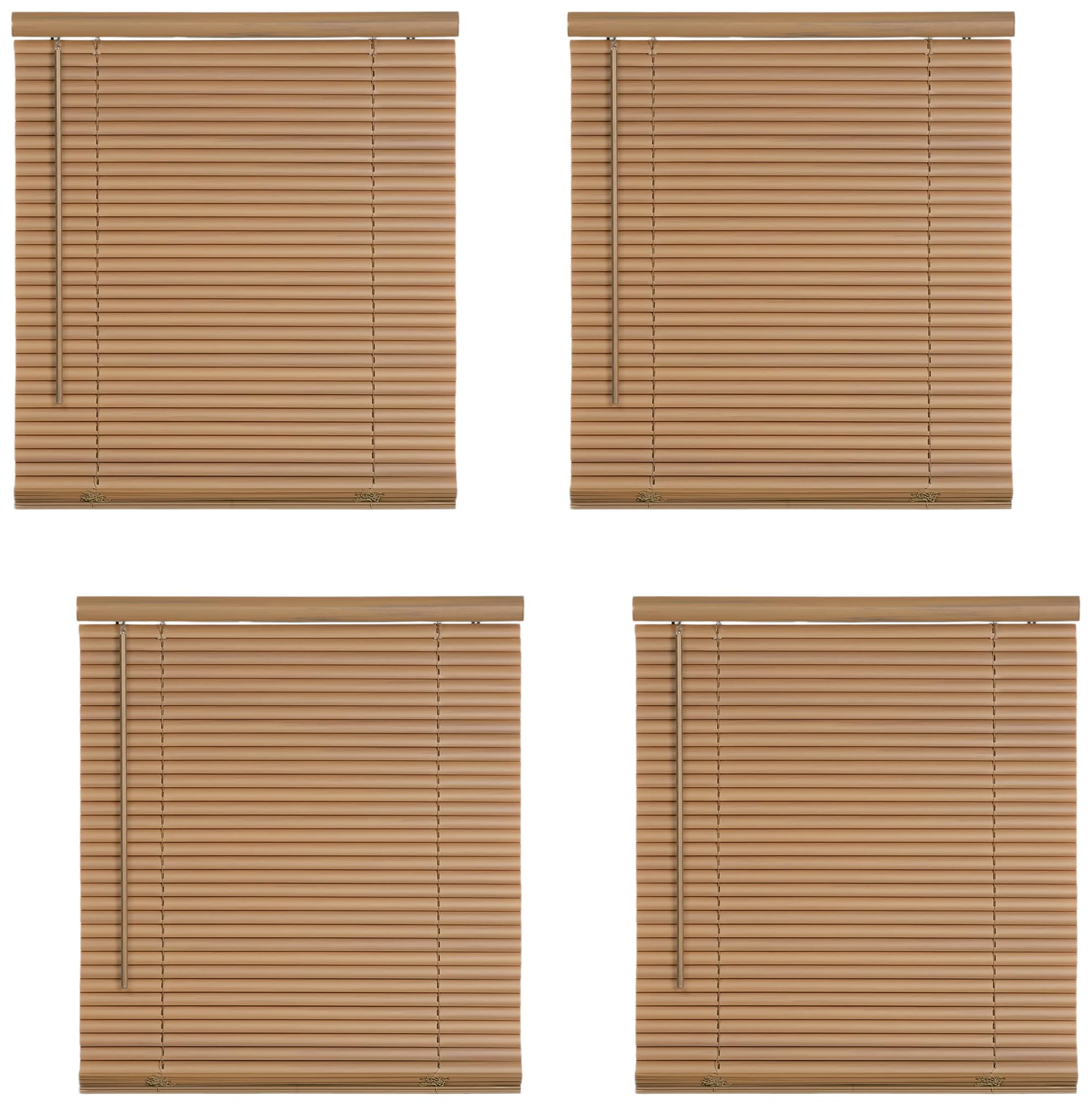 Cordless Light Filtering Mini Blind - 27 Inch Width, 72 Inch Length, 1" Slat Size - Woodtone - Cordless GII Morningstar Horizontal Windows Blinds for Interior by Achim Home Decor (Pack of 4)