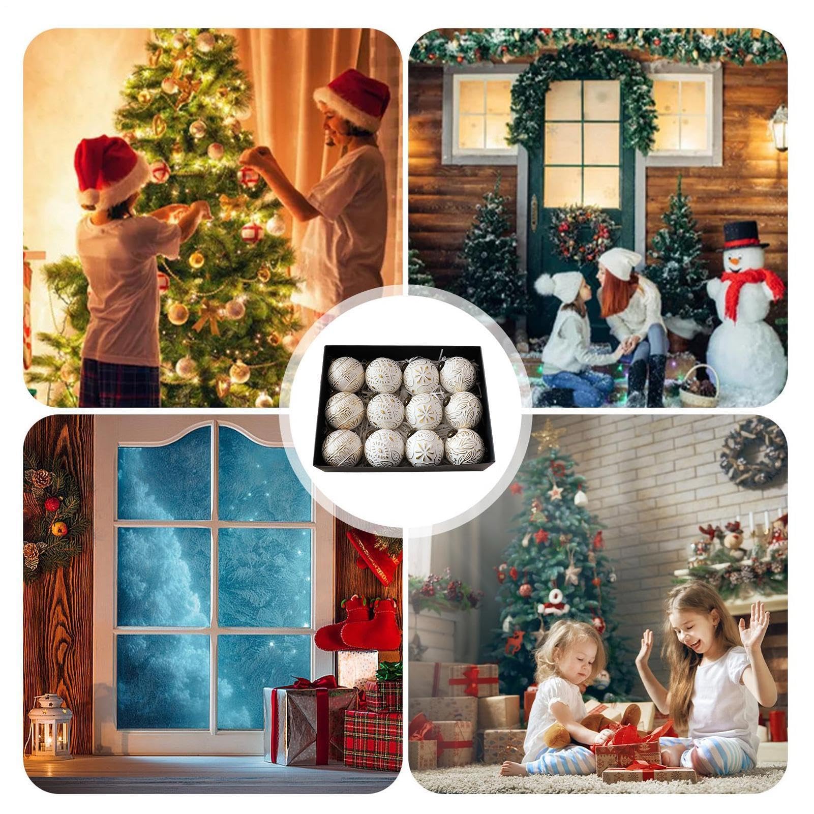 Bolas de Navidad Juego de 12 Colgantes Vintage de Invierno