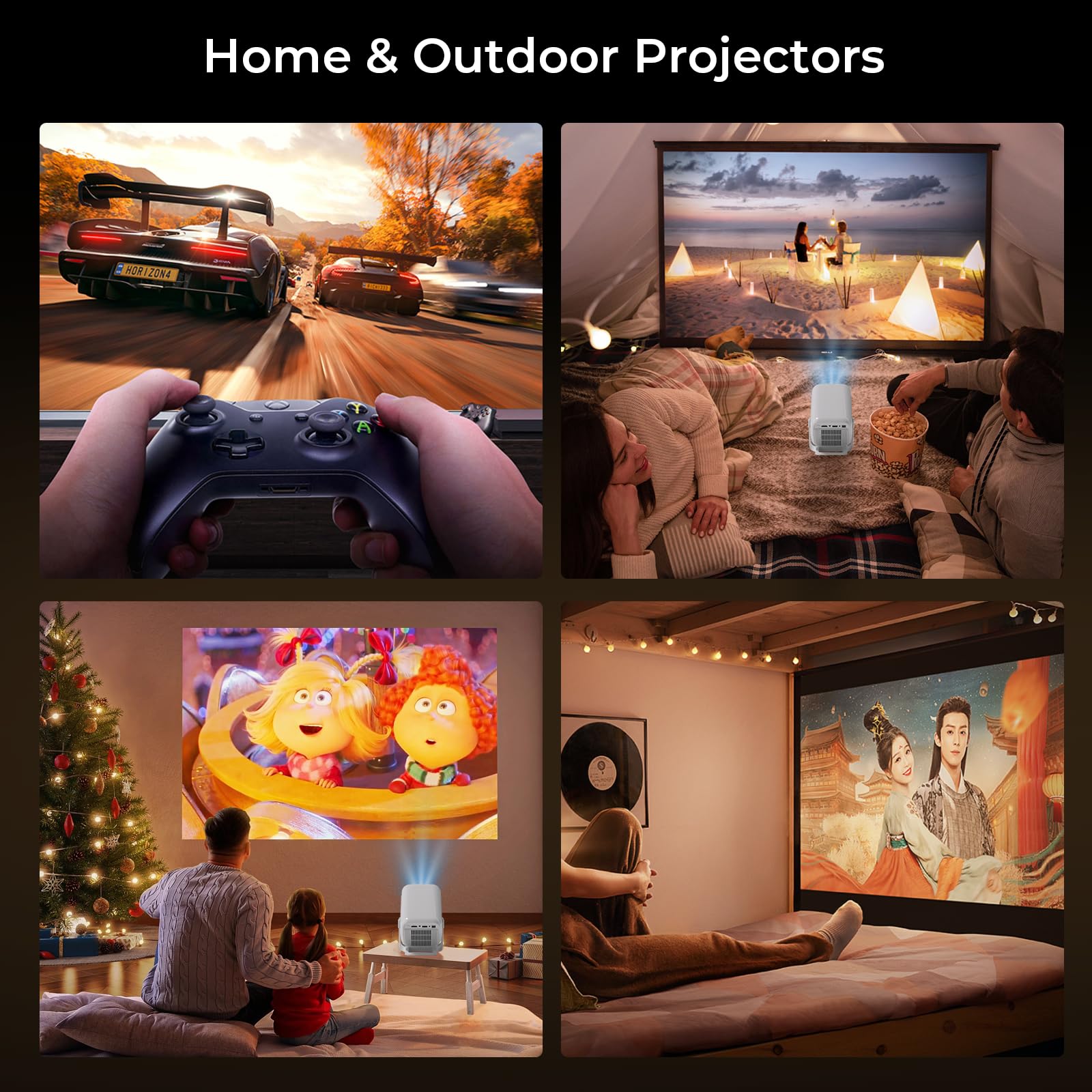 [Compatible con Netflix] Proyector Inteligente 1080P Nativo, Android 13 | Soporte 4K, Enfoque y Corrección Automáticos, 800 Lúmenes ANSI, Compatible con iOS/Android/TV Stick, LYNCAST