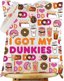 WZMPA Dunkie Junkie Tote Bag Donuts Baker Gift I Got My Dunkies Shopping Grocery Bag Coffee Junkie Merchandise
