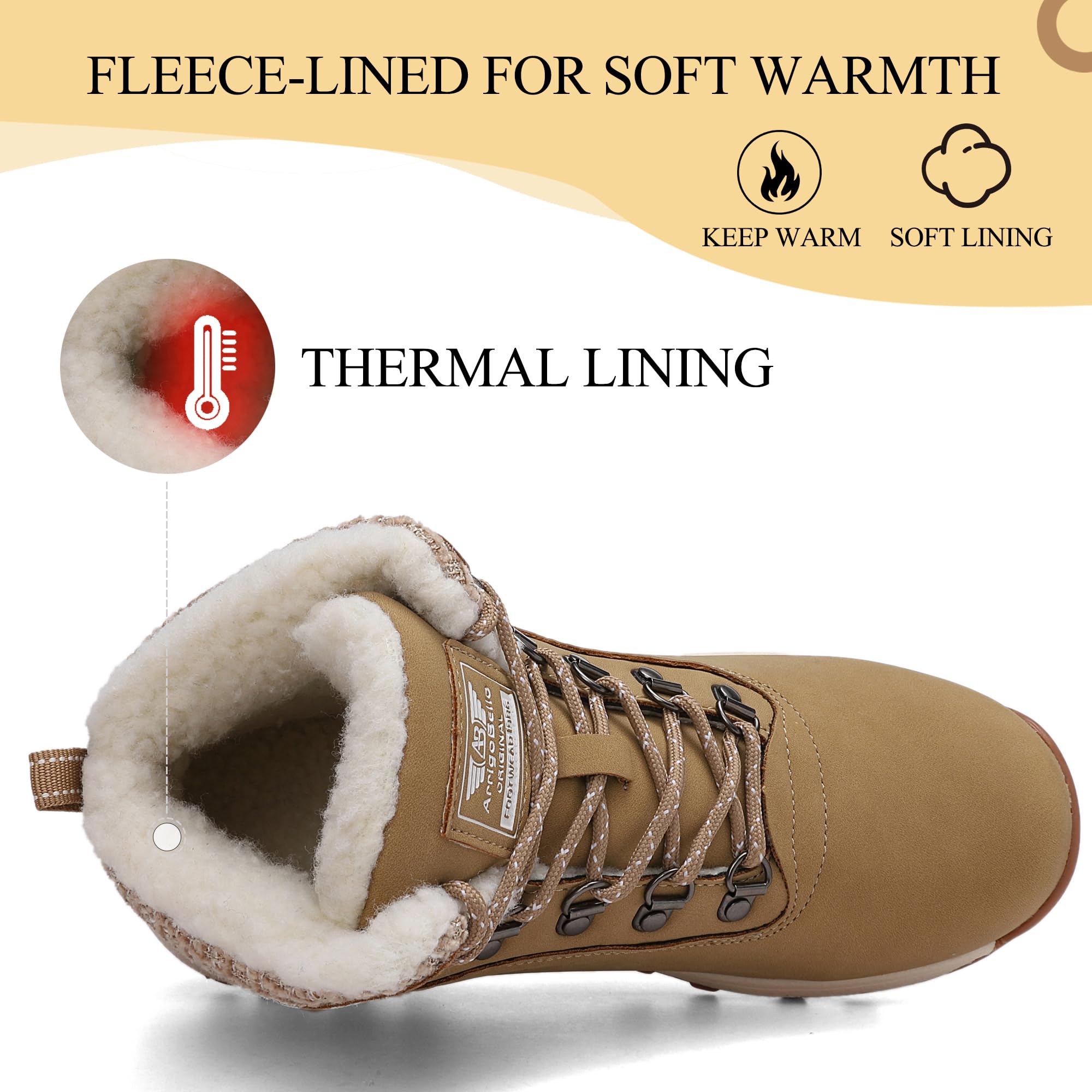 ARRIGO BELLO Scarpe Neve Scarponcini Donna invernali Antiscivolo Comode Caldi Foderati Snow Boots Outdoor Trekking Stivali Taglia 36-41