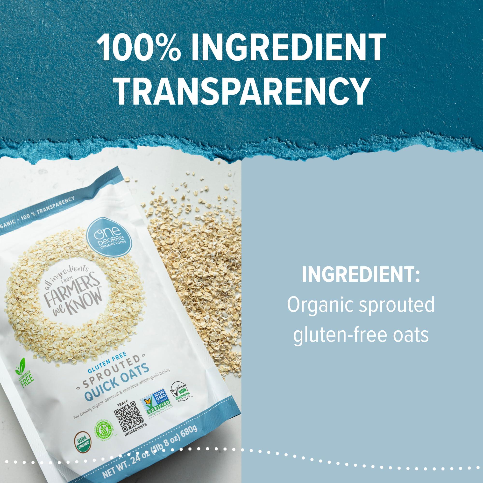 One Degree Organics Sprouted Quick Oats, 24oz thumbnail 4