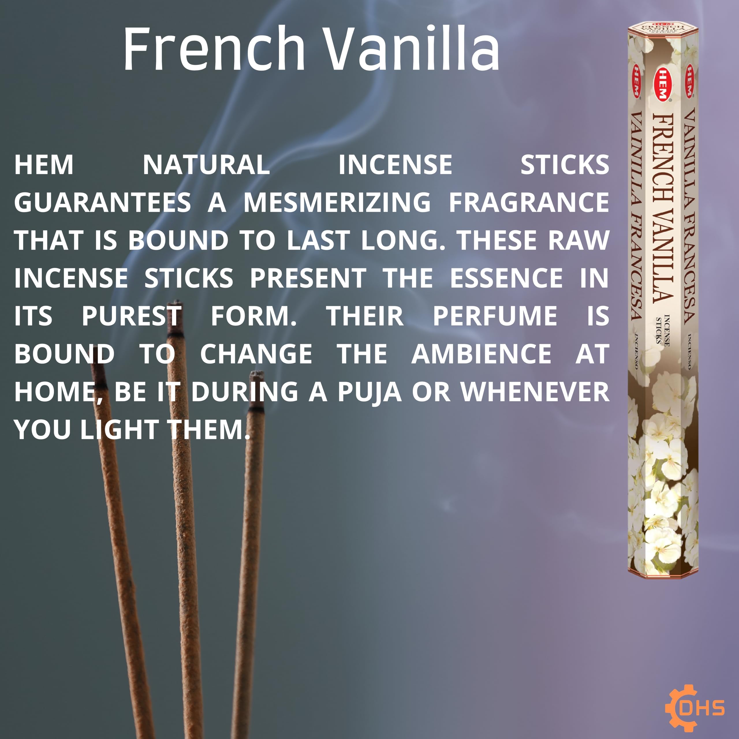 HEM Incense sticks French Vanilla Full box of 6 with DHS incense stick holder for Yoga Meditation, Healing, Spirituality - Image 3