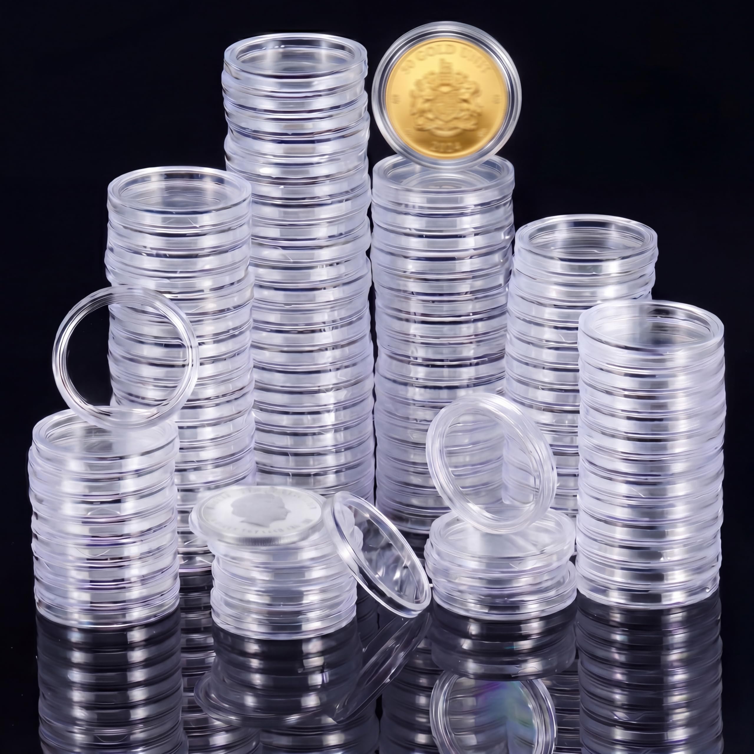 Hicarer 25 mm Coin Holder Capsules Clear Round Plastic