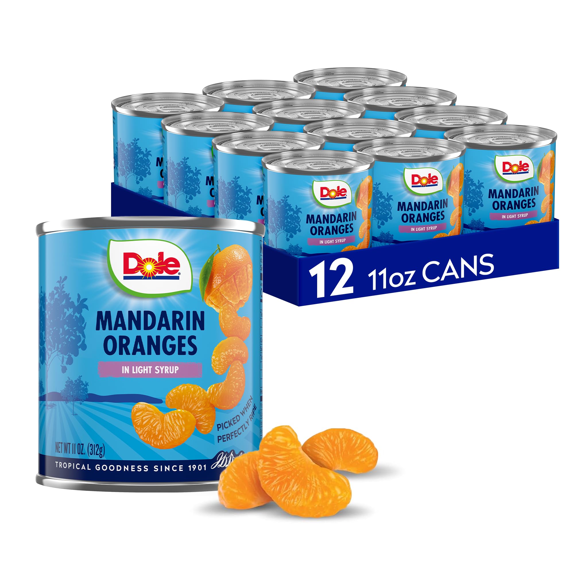 DoleMandarin Oranges in Light Syrup - Dole Canned Fruit - Rich Source of Vitamin C - 11 oz Cans - 12 Pack
