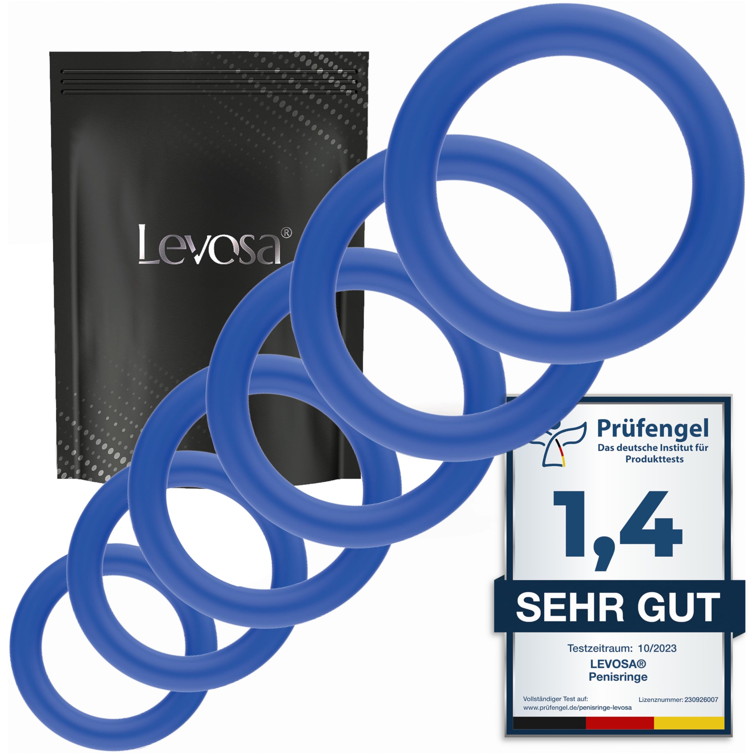 test penisring Levosa® Penisring Set für härtere Erektionen und mehr Ausdauer - 6 dehnbare  Penis- und Hodenringe für Männer - Sex Spielzeug für Paare