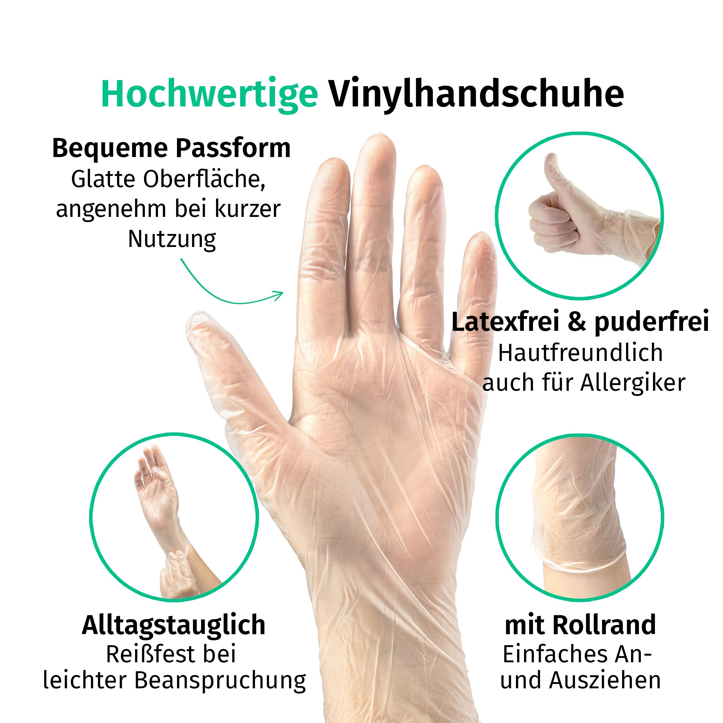 SF Einweghandschuhe XL Transparent - 1000 Stück (10 Boxen) Vinyl Handschuhe, Puderfrei, Latexfrei, Untersuchungshandschuhe, Putzhandschuhe, Gummihandschuhe für Medizin, Küche, Tattoo, Reinigung