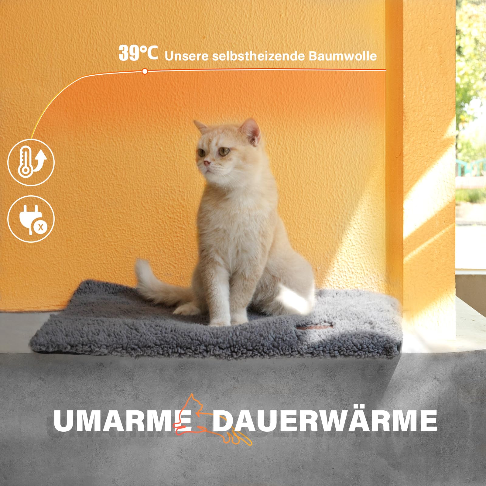 Mora Pets Samogrzewająca Mata Dla Psa Puszysta Samogrzewający Koc Dla Kota i Psa Ultra Cichy Bez Zasilania Podkładka Grzewcza z AntyPoślizgową Podstawą 74x48 cm
