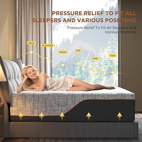 Miniatura 6 de Colchón King de 10 pulgadas, colchón de espuma viscoelástica multicapa, firmeza media con infusión de carbón de bambú y té verde