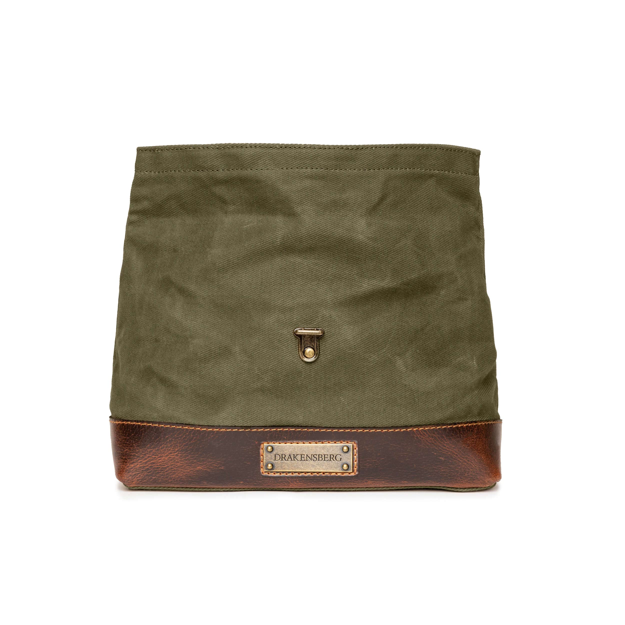 DRAKENSBERG Grande beauty case "Otis" in tela cerata, idrorepellente, espandibile, design roll-top, fino a 8 l, verde bosco