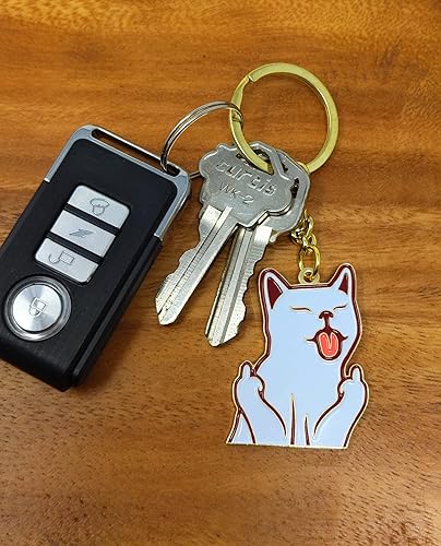 Miniatura 3 de Llavero de gato Lindo llavero de gato de dedo medio Llavero para mujer con dije de gato Llaveros divertidos para bolso, bolso, llaves Llaveros