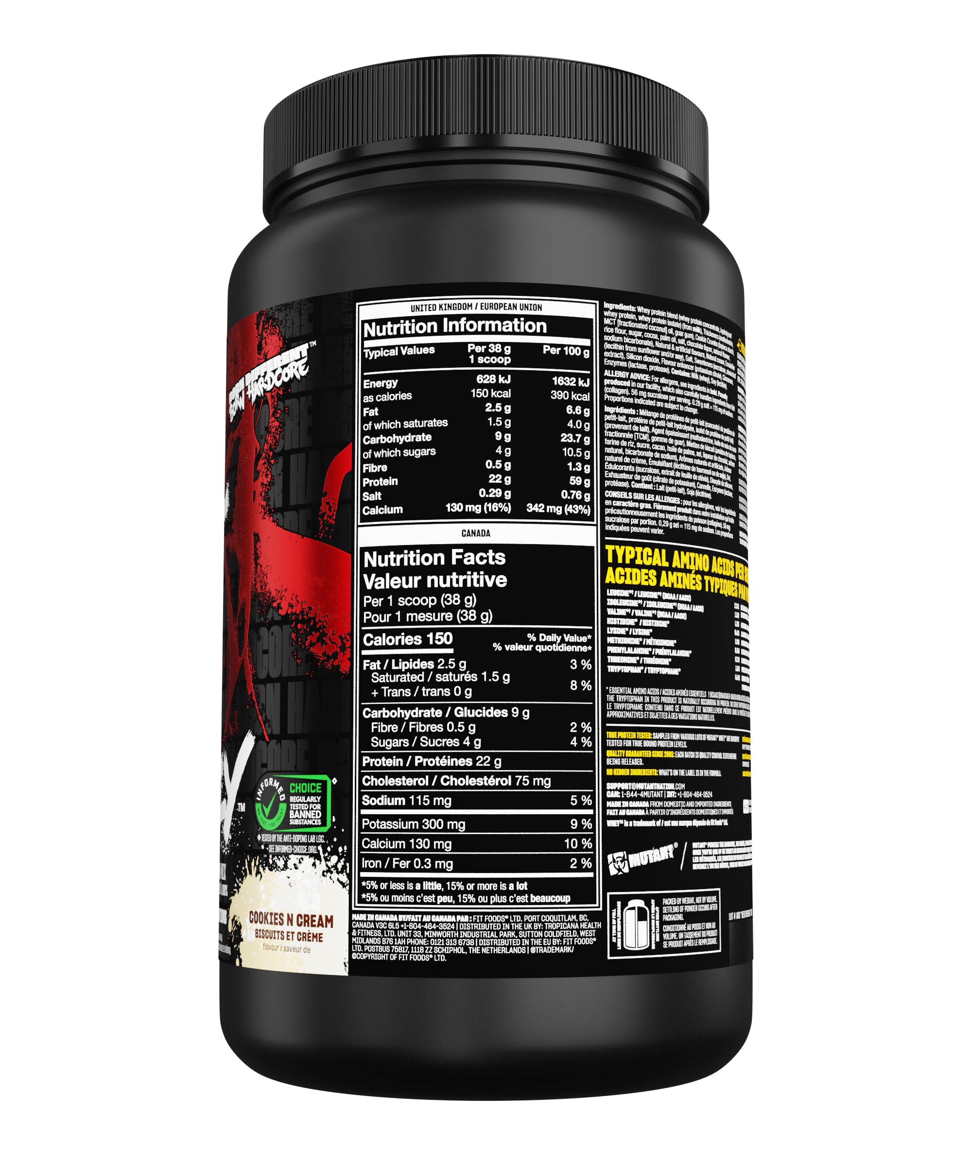 Mutant WHEY, 100% Whey Protein Powder, 908 g, Cookies & Cream