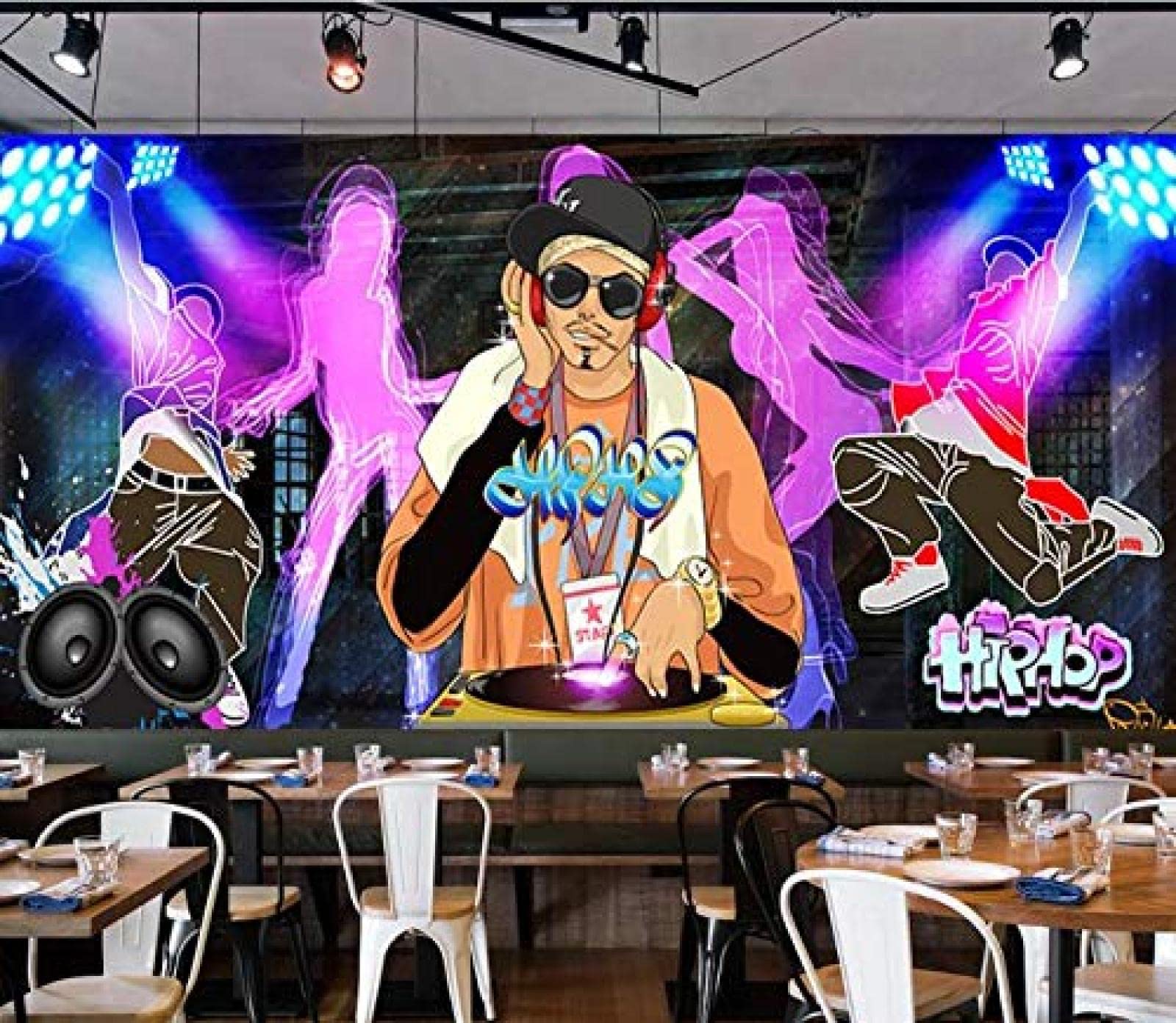 Xlming 300Cm×210Cm(B×H) 3D Music Dj 3D Wallpaper Paste Living Room The Wall For Bedroom Mural Border-300Cm×210Cm