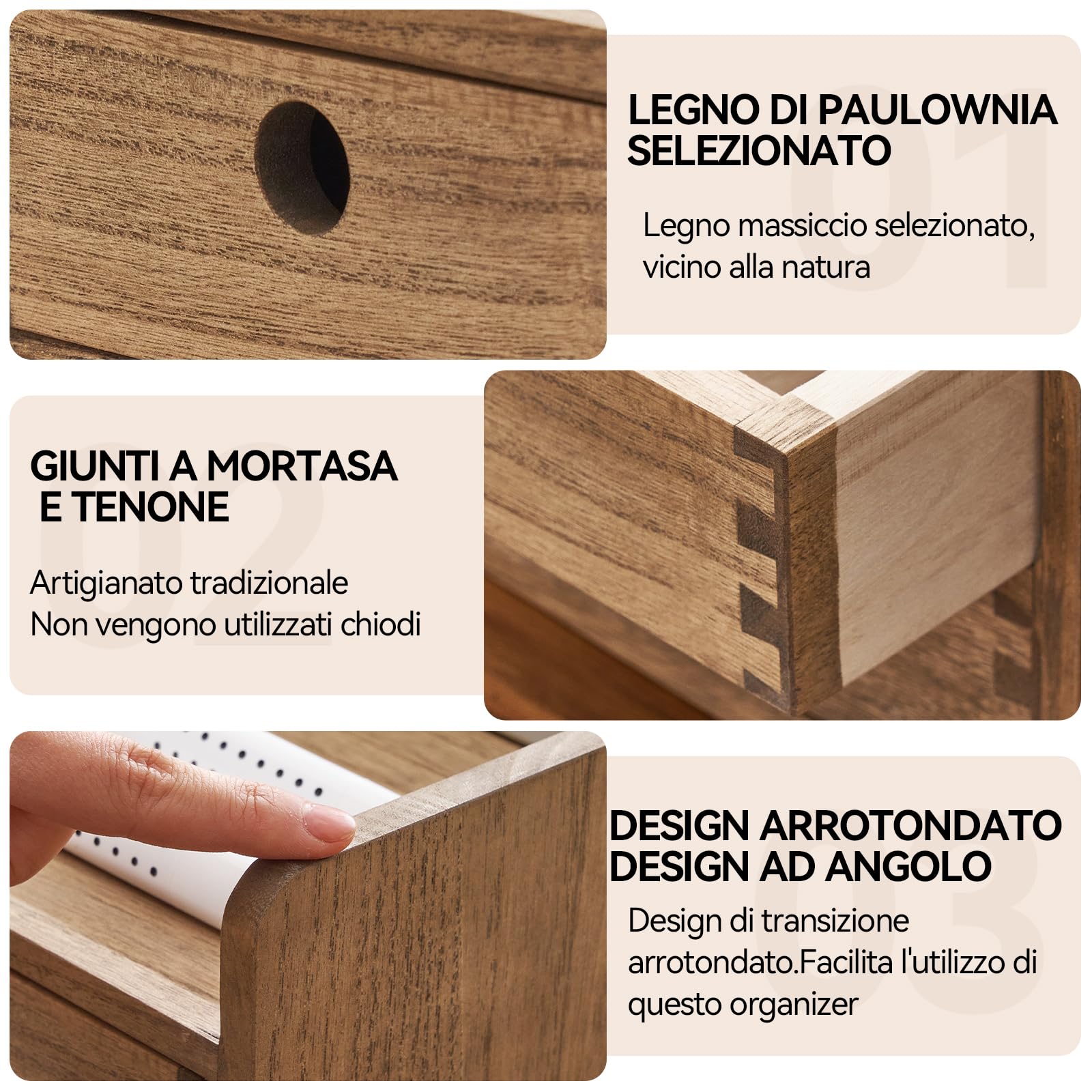 KIRIGEN Organizzatori da tavolo in legno con cassetti per la casa e l'ufficio forniture per ufficio scatola portaoggetti in legno con 2 cassetti e 1 mensola, marrone scuro