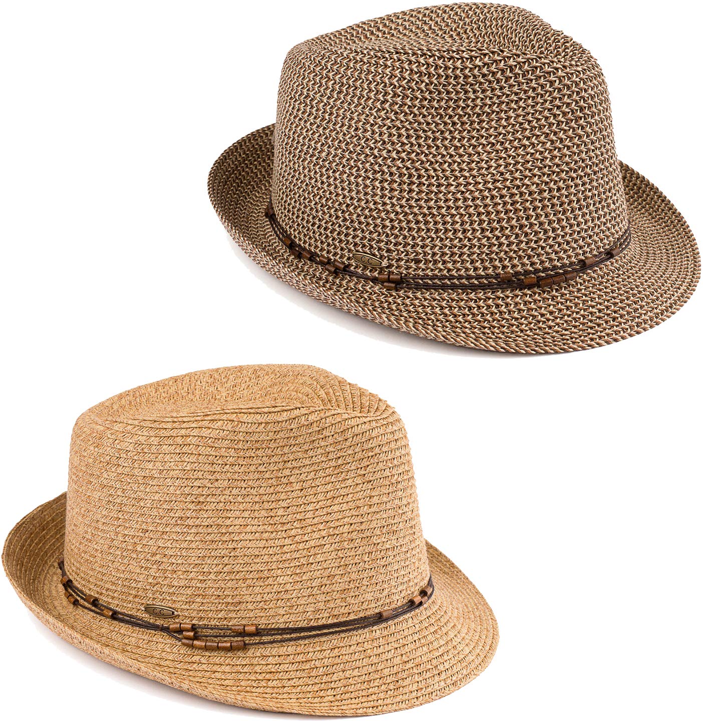 Funky JunqueFunky Junque UPF50+ Womens Adjustable Multicolor Woven Pattern Short Brim Fedora Hat