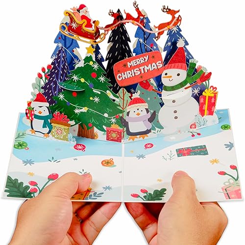 Miniatura 3 de Paper Love Frndly, tarjeta desplegable de Navidad 3D, noche de Navidad, tarjetas de felicitación 3D hechas a mano, regalo para Navidad o vacaciones,