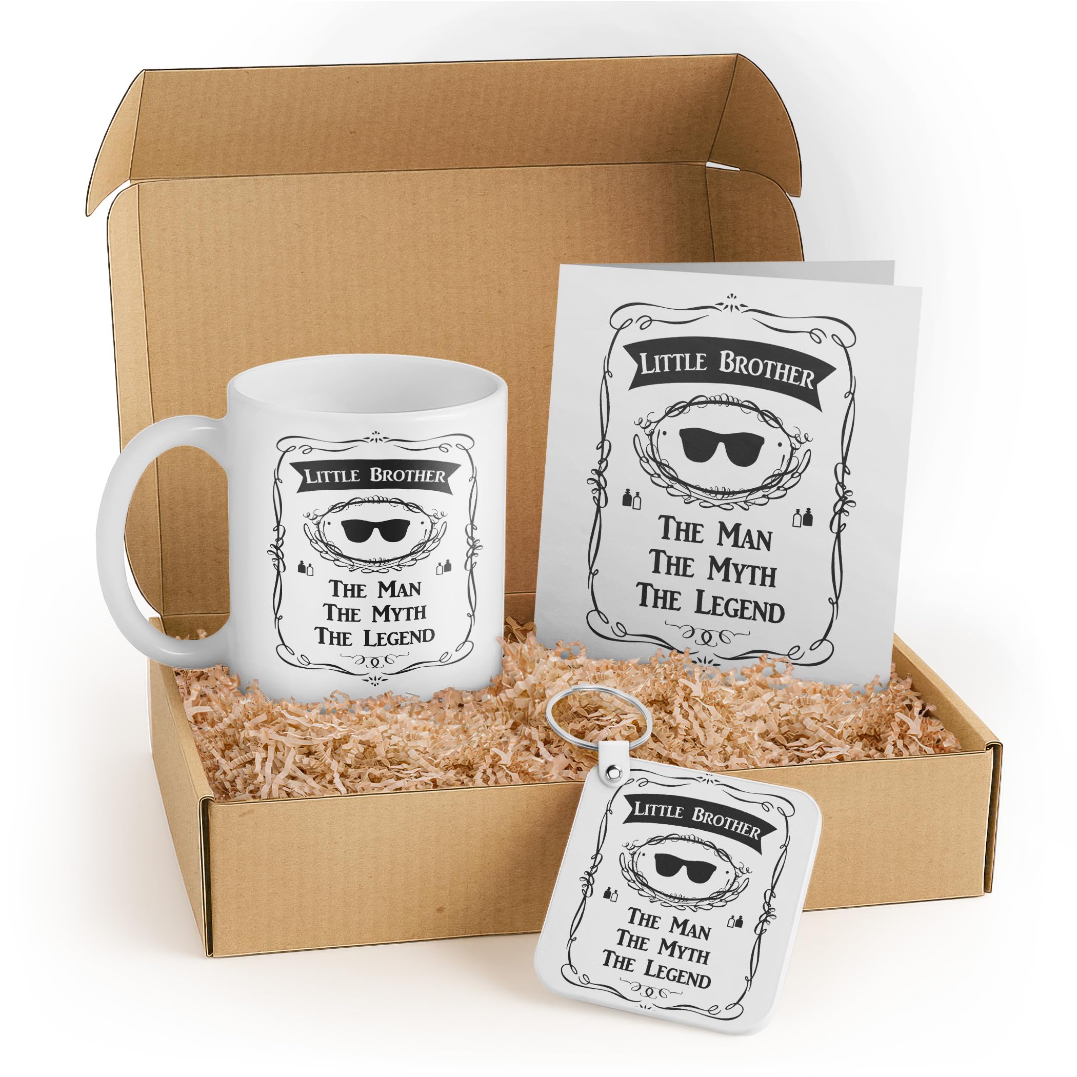 3dRose Funny Little Brother Gift Set - Includes Mug, Keychain, and Card - Perfect for Siblings, Birthdays, and Holidays