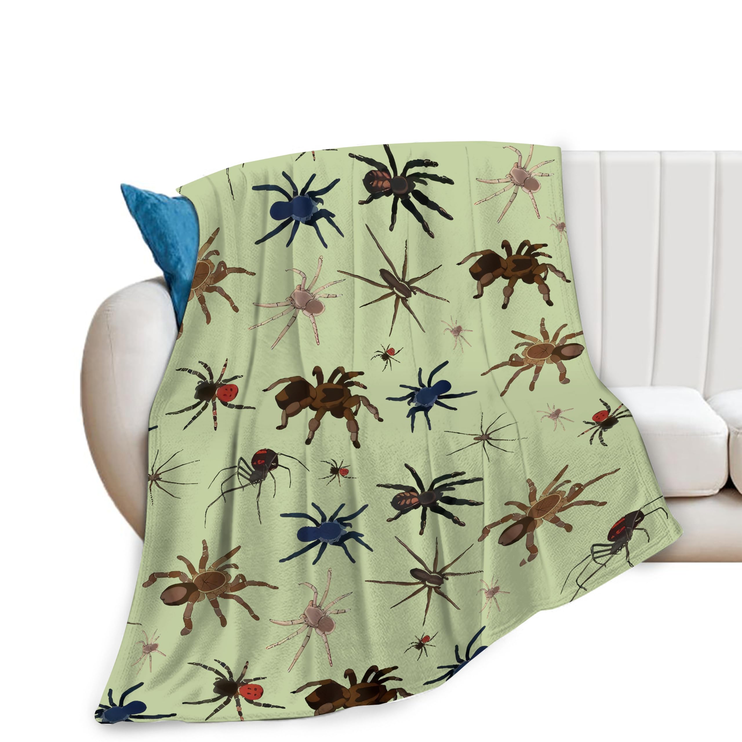 Wosabee Spiders Soft Cozy Spider Throw Blanket - Super Warm Fuzzy Fluffy Lightweight Fleece Flannel Gifts For Kids & Adults - 50"X40"