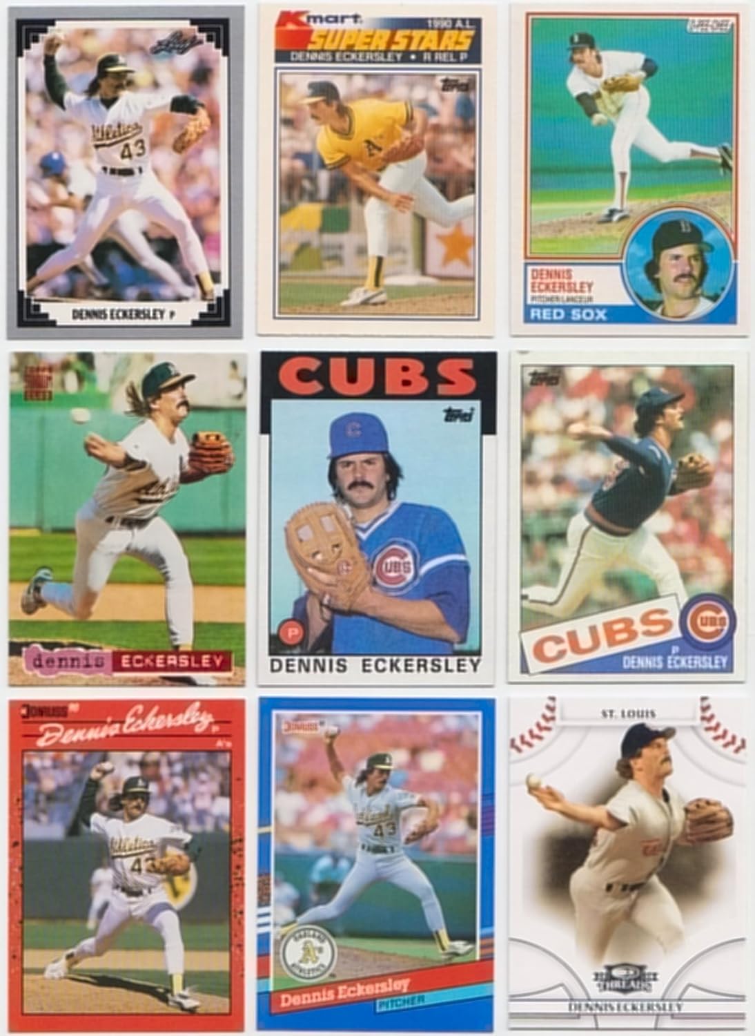 Dennis Eckersley / 100 Different Baseball Cards Featuring Dennis Eckersley! No Duplicates!