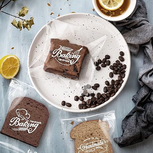 Miniatura 6 de 200 bolsas de embalaje autoadhesivas con patrones de horneado de 6 x 7 pulgadas, bolsas de plástico transparente de celofán OPP resellables para