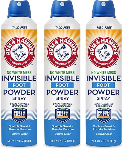 Arm & Hammer Invisible Foot Powder Spray, Clear Talc-Free Sweat Control, Odor Eliminating Foot Spray For Men & Women, 7 Oz (3 Pack)