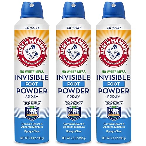Arm & Hammer Spray de polvo invisible para pies, control de sudor transparente sin talco, eliminador de olores para hombres y mujeres, 7 onzas