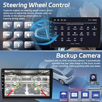 [2+64G] NHOPEEW Car Radio for KIA Picanto Morning 2011-2016 - Wireless Carplay and Android Auto - 9 Inch Touchscreen Android Car Stereo - DSP/GPS Navi/WiFi/SWC/Mirror Link + AHD Backup Camera