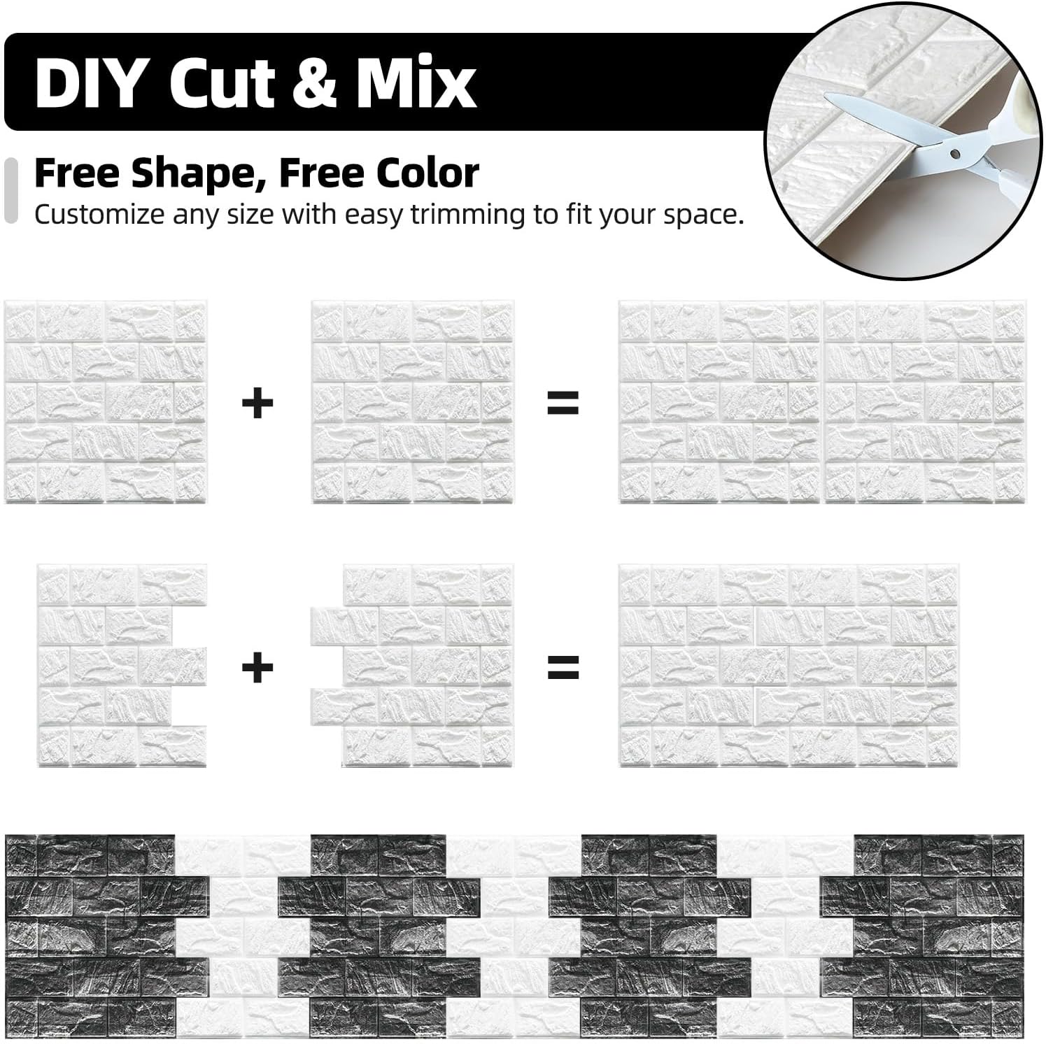 WADILE Peel and Stick 3D Wall Panels 12"x12" Aluminum Foil Backing, Waterproof Self-Adhesive Wall Tiles for Kitchen Bathroom Living Room, White PVC Wall Decor – 30 Pack