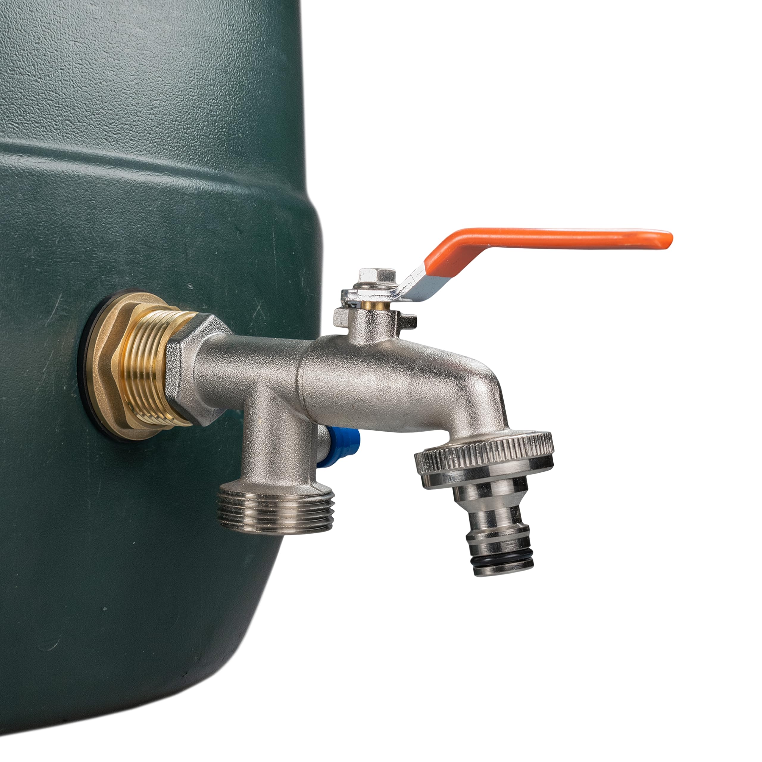Eotrader Brass Gold Solid Metal Water Tank Replacement Outlet & Adapter For 1” Bsp Tanks With Quick Hosepipe Connector Double Outlet Nickel Plated Brass Lever Tap, Anti-Leak, Anti-Corrosion & Rust Upgrade Kit + Ptfe