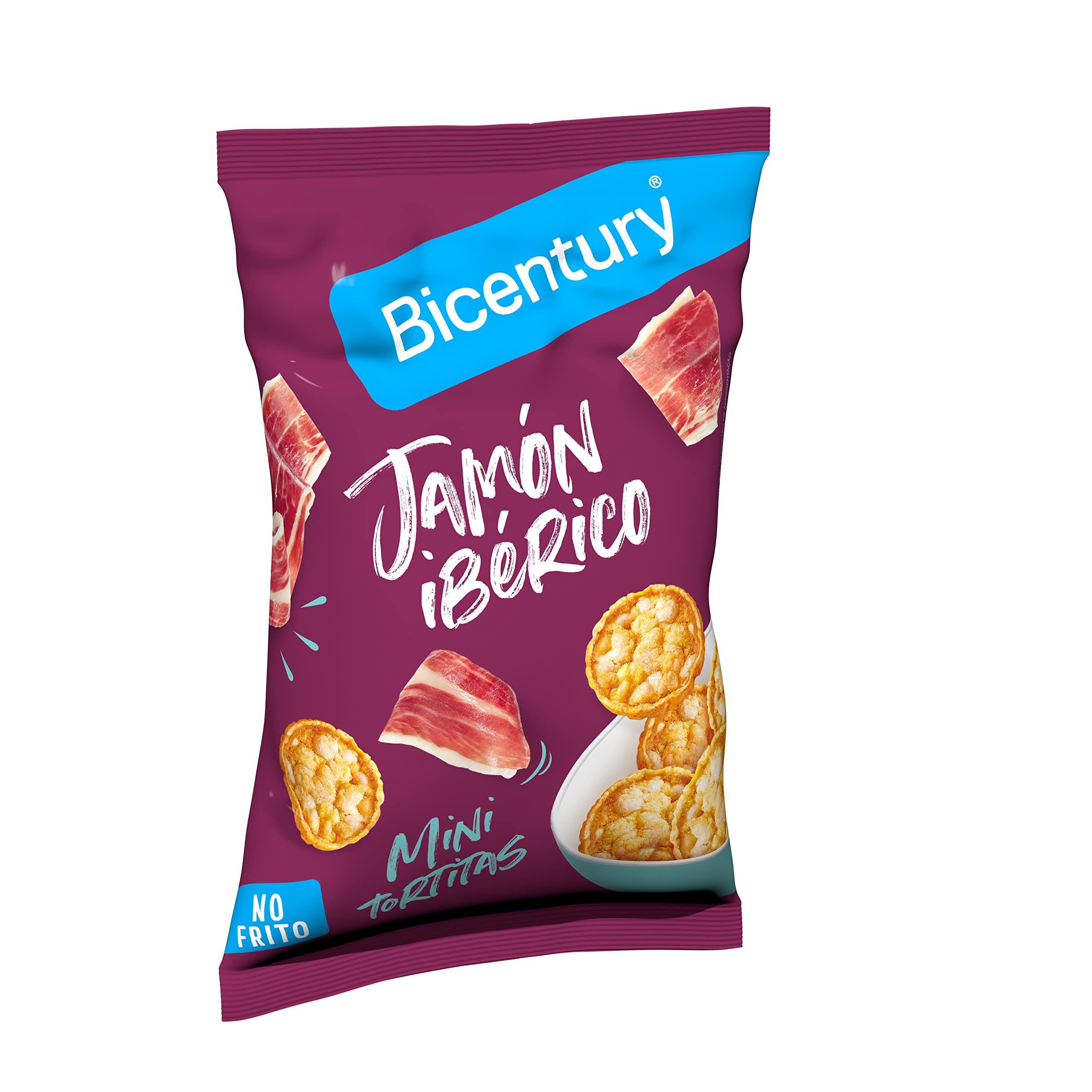 Bicentury Mini Tortitas de Cereales Sabor Jamón Ibérico Snack Crujiente 7 unidades
