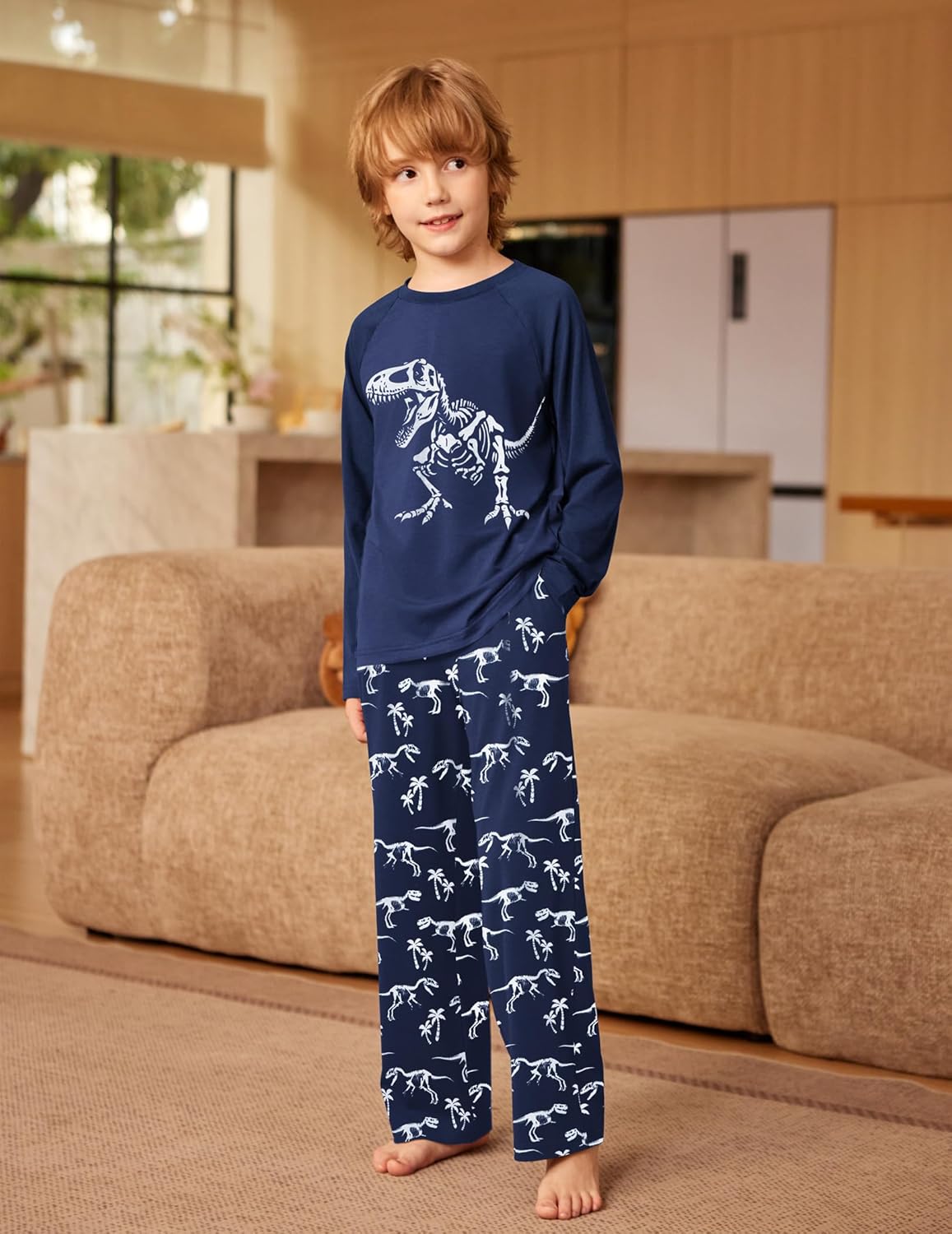 Arshiner Boys Pajamas Set Long Sleeve Sleepwear 2 Piece Pajama Set for Big Boys 6-14 Years - Image 3