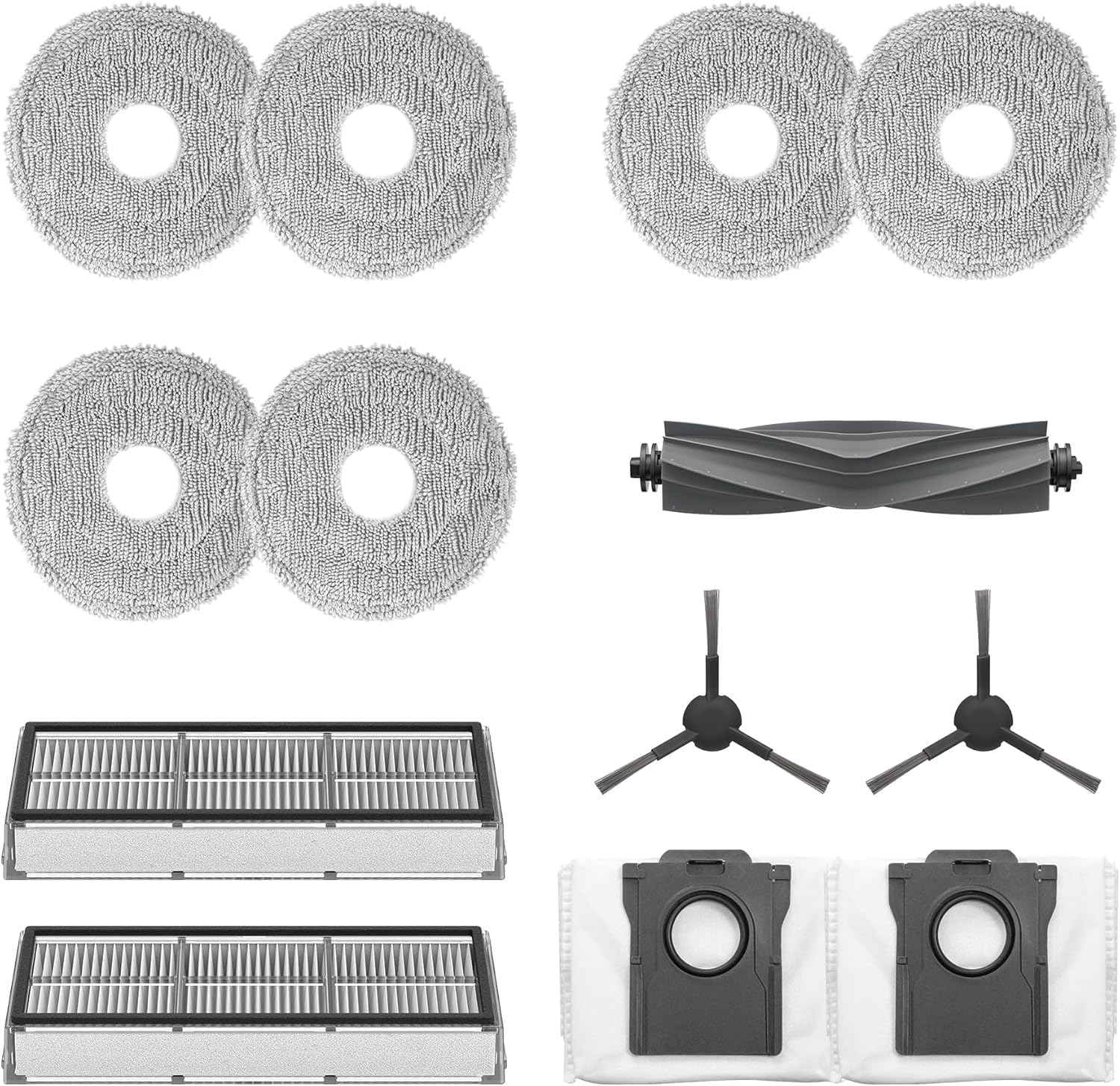 Dreame Zestaw akcesoriów do robotów L10s Ultra Gen2/L40 Ultra AE, składający się z 1 szczotki głównej, 2 szczotki bocznej, 2 filtrów kurzu, 2 worków do zbierania kurzu, 6 ściereczek do czyszczenia