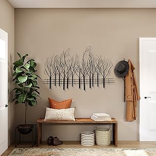 LuxenHome Snowy Black Metal Field of Trees Wall Decor