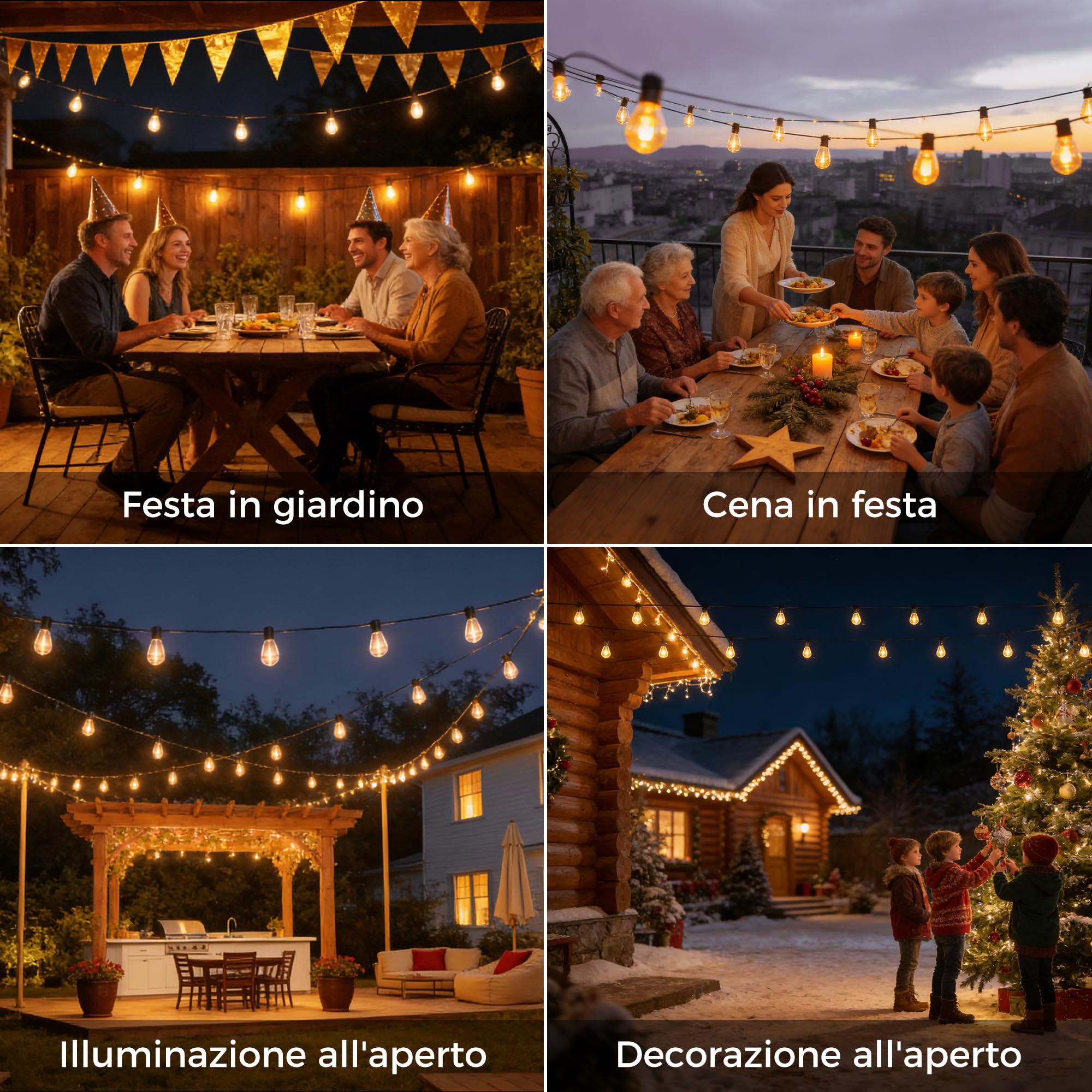 HeiPard 15M Catena Luminosa Esterno con Telecomando RF, 25+2 Lampadine LED S11 Infrangibili, Luci da Esterno Giardino Dimmerabili Impermeabili IP45, Decorazioni per Gazebo e Patio, a Corrente